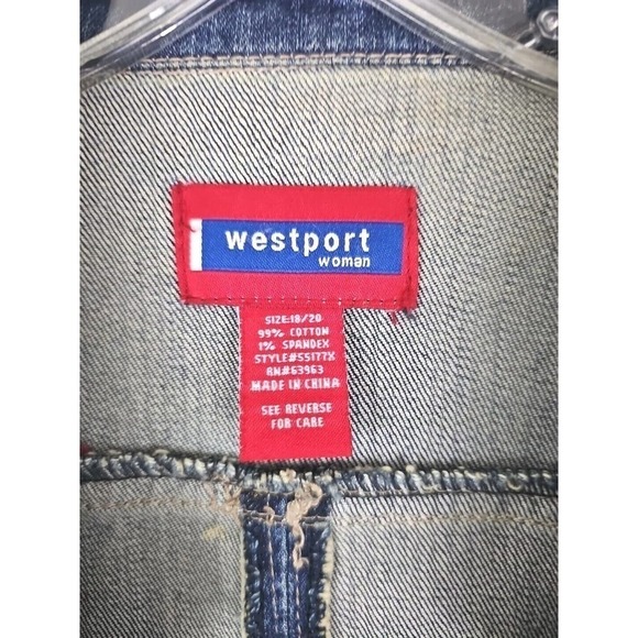Westport ~Woman Size 18/20~ Blue Denim Jean Trucker Jacket Metal Button Up. - Picture 5 of 12